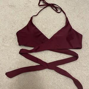 ($5 with bundle) Burgundy wrap bikini top